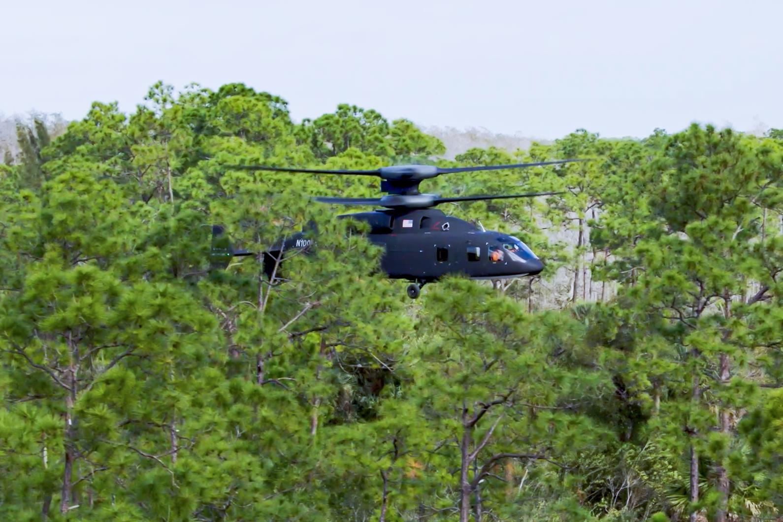 DEFIANT Technology Demonstrator recently executed a confined area landing among the trees in south Florida as part of the Lockheed Martin Sikorsky-Boeing team’s effort to validate aircraft design and relevance to the Army’s Future Long Range Assault Aircraft mission profile. (Lockheed Martin Sikorsky-Boeing photo)