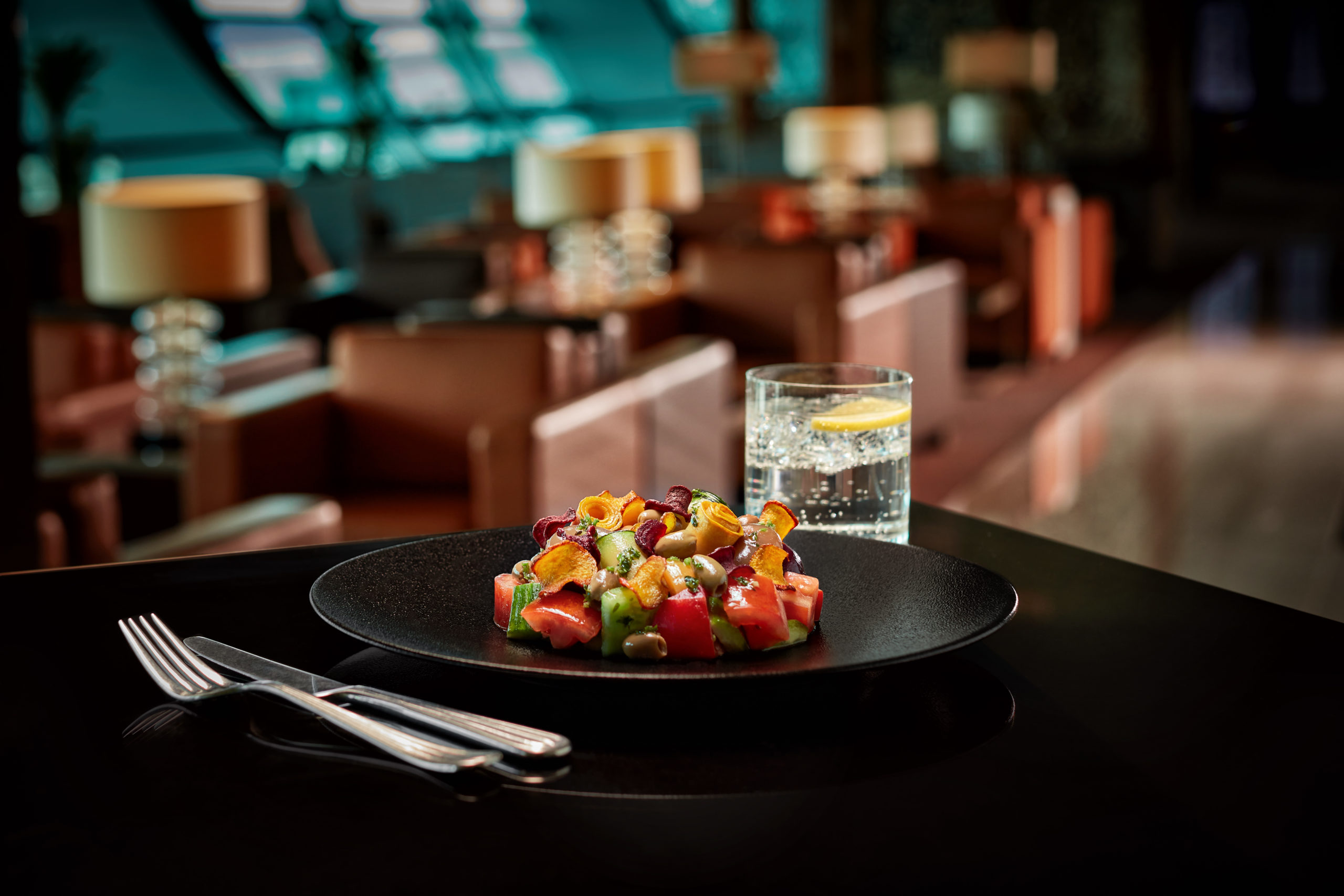 Emirates has a vegan culinary repertoire of more than 170 dishes including the Vegan Mediterranean Salad offered at Emirates Premium Lounge in Dubai